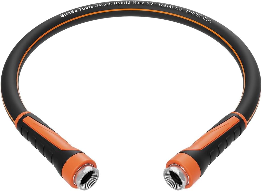 Giraffe Tools Garden Hose 5/8", Water Hose Heavy Duty, Flexible, Lightweight Hybrid Hose with Swivel Handle, 3ft Female to Female Fittings, Burst 600 PSI, Short Leader Hose