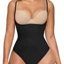 SHAPERX Open Bust Shapewear Tummy Control Bodysuits for Women Seamless Compression High Waisted Body Shaper, S/M,Black(shorts)