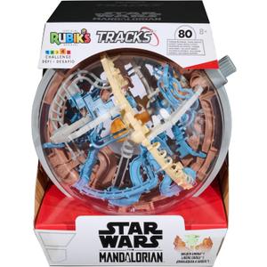 Rubiks Cube, Rubiks Tracks Star Wars, Mandalorian-Themed 3D Gravity Maze & 3D Puzzle Game with 80 Obstacles, Grogu Miniature Inside, Problem-Solving Challenging Brain Teaser Fidget Toy, Ages 8 & Up