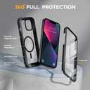 Miracase for iPhone 13 Case 6.1'',Full-Body Magnetic Clear Bumper Case with Built-in 9H Tempered Glass Screen Protector,Military Drop Protection Outdoor Phone Case,Black