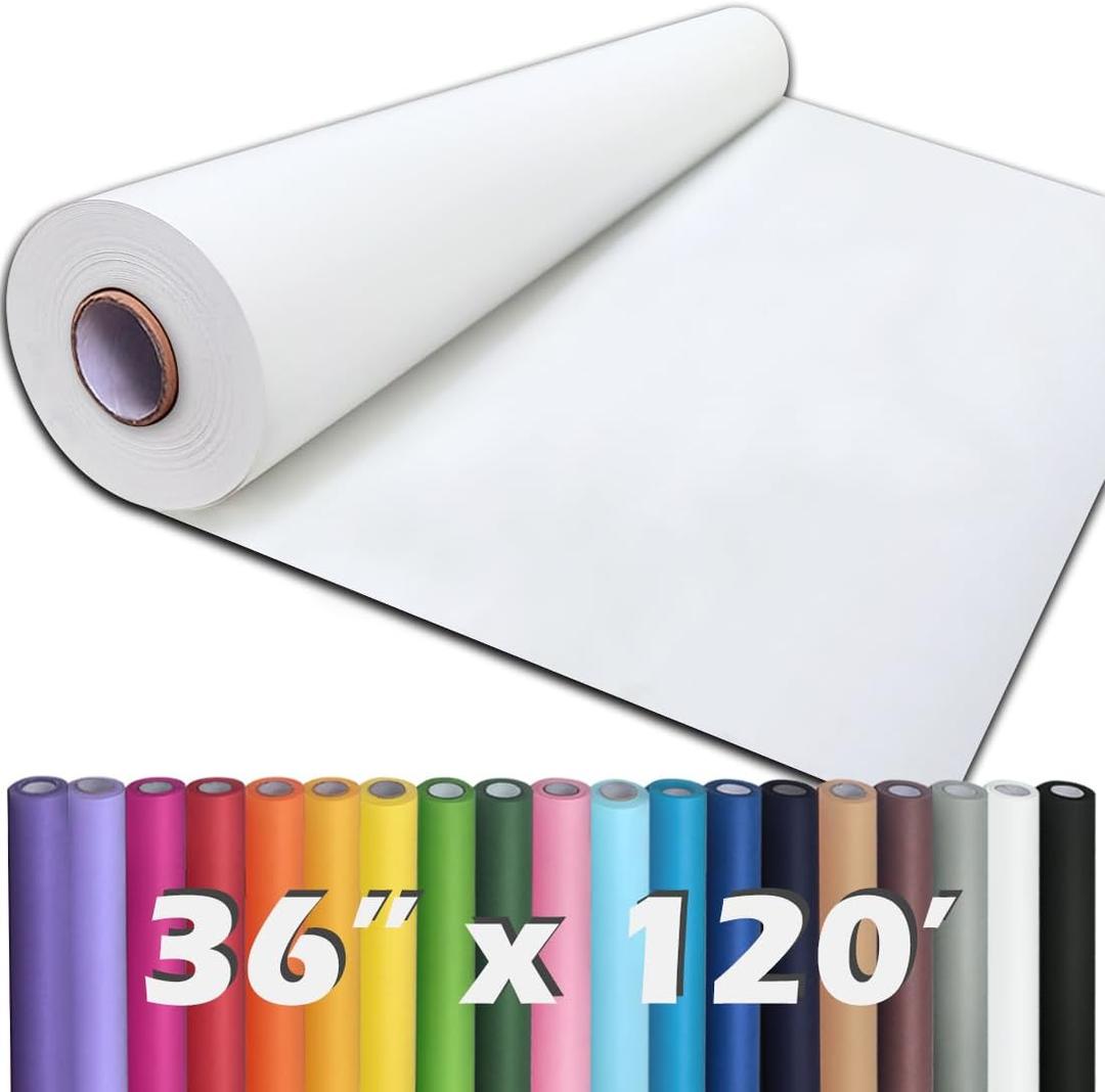 PerkHomy 36" x 1,440" (120') White Kraft Paper Roll for Craft Bulletin Board Paper Art Table Covering Crafting Gift Wrapping Bouquet Packing Parcel 80GSM 55LB (White, 36" x 120')