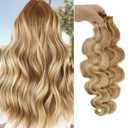 Remy Hair Extensions Strawberry Blonde to Bleach Blonde Tape ins Extensions 30grams/20pcs Soft Straight Fine Blonde Highlights Tape-in Remy Human Hair Pieces(#27/613, 16")