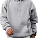 JMIERR Mens Casual Cotton Hooded Collar Drawstring Hoodies Pullover Sweatshirts Casual Long Sleeve Shirts, 4X-Large, Light Grey