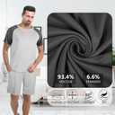 2 Sets Men's Pajamas Short Sleeve Pyjama Modal Sleepwear Shorts with Pockets Nightwear Soft Comfy Pjs Set (L)