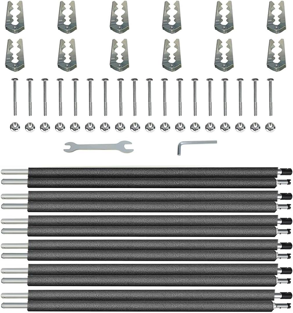 Universal Trampoline Poles, Replacement Poles with Clamp and Hardware, with Enclosure Pole Connecters, Screws and Bolts, Pole Caps, Fits Most Straight Poles Trampoline