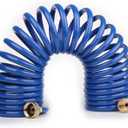 EVA Coil Garden Hose for Gardener: Retractable Self Coiling Hoses with 3/4" GHT Solid Brass Fittings - Kink Free and Flexible for Home and Garden Yard (25FT, Blue)