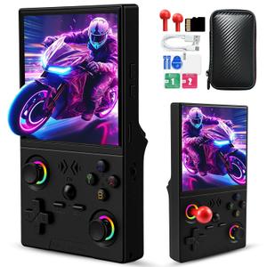 UYTGXEN XF40V Retro Handheld Game Console with 2*Detachable Long Joysticks, 4.0-Inch HD IPS Screen Retro Gaming Console, Preloaded Classic Games with Multiple Emulator, Pocket Video Gaming (Black)