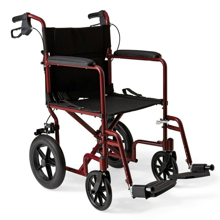 15 Inch Seat Wheelchairs for Adults 12 Inch Honeycomb Tire, Transport Wheelchair Lightweight Foldable (Only Takes 1S) (Black)
