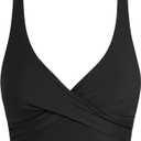 ZAFUL Twist Bikini Tops for Women Push Up Swimsuit Top Lace Up Padded Bathing Suit Tops Only (Black, M)