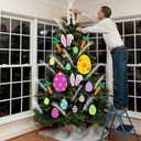 Soulchen 33 Pcs Easter Tree Ornaments Decorations Plush Bunny Tree Topper Bunny Ears and Carrot Sticks Colorful Simulated Reed Easter Egg Hanging Ornaments