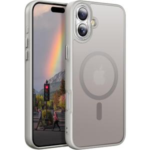 Magnetic Designed for iPhone 16 Plus Case [Military-Grade Drop Tested] [Compatible with Magnet] Slim Frosted Case for iPhone 16 Plus Case Phone Case (6.7"), Gray