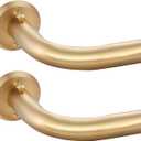 Wrap Around Curtain Rods 2 Pack for 28 to 48 Inches Windows, 1" Heavy Duty Room Darkening Drapery Rod with Sturdy Aluminum Base, Wall Mounted Ceiling Mounted Curved Curtains Rod, Brushed Gold