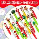 24 Pcs Christmas Fun Pen Bulk Mini Multicolor 4 in 1 Ballpoint for office Writing Supplies Goodie Bag Stuffers