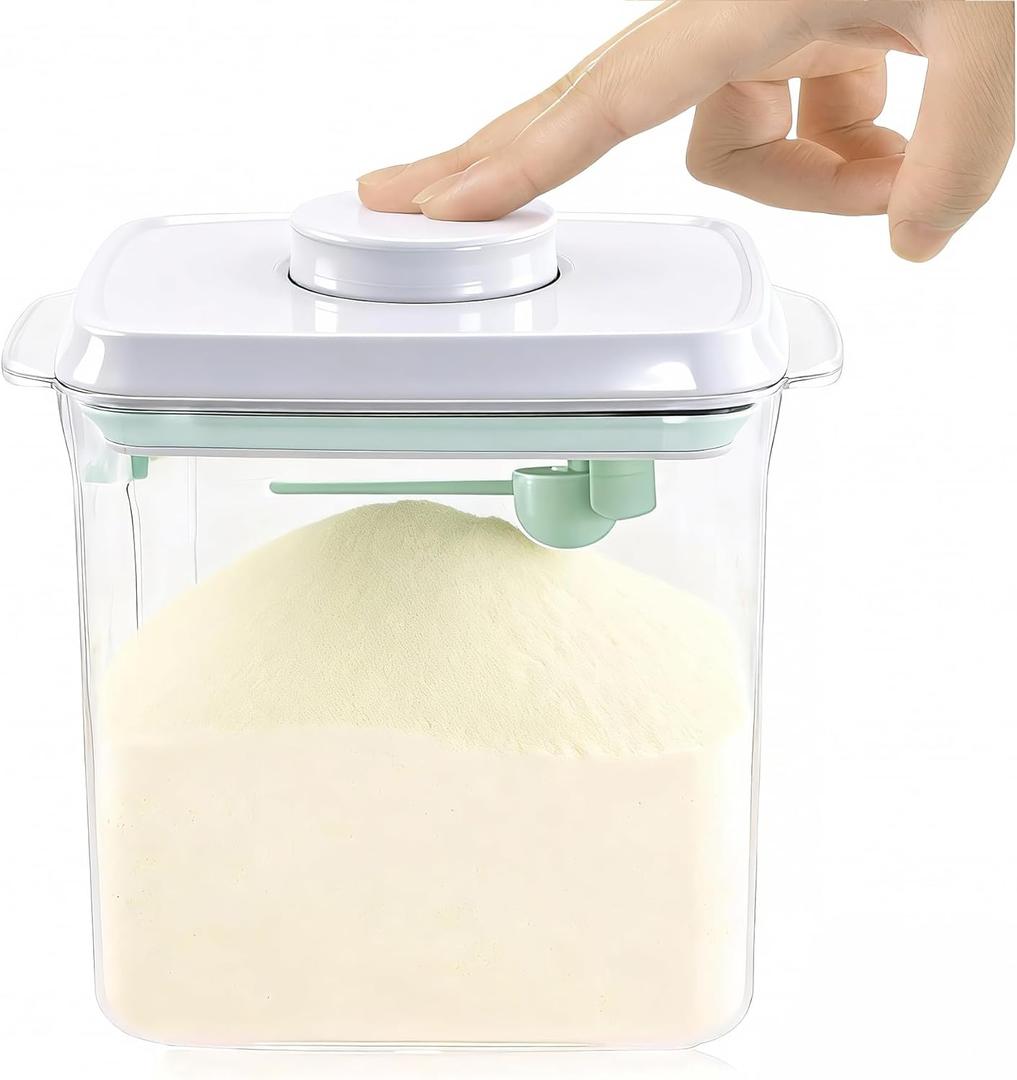 Formula Dispenser Container with Scraper and Scoop 730g Milk Powder BPA-Free Airtight Formula Storage Container 1700ml - Non-Slip Design (Rectangle 1700ml - Gray)