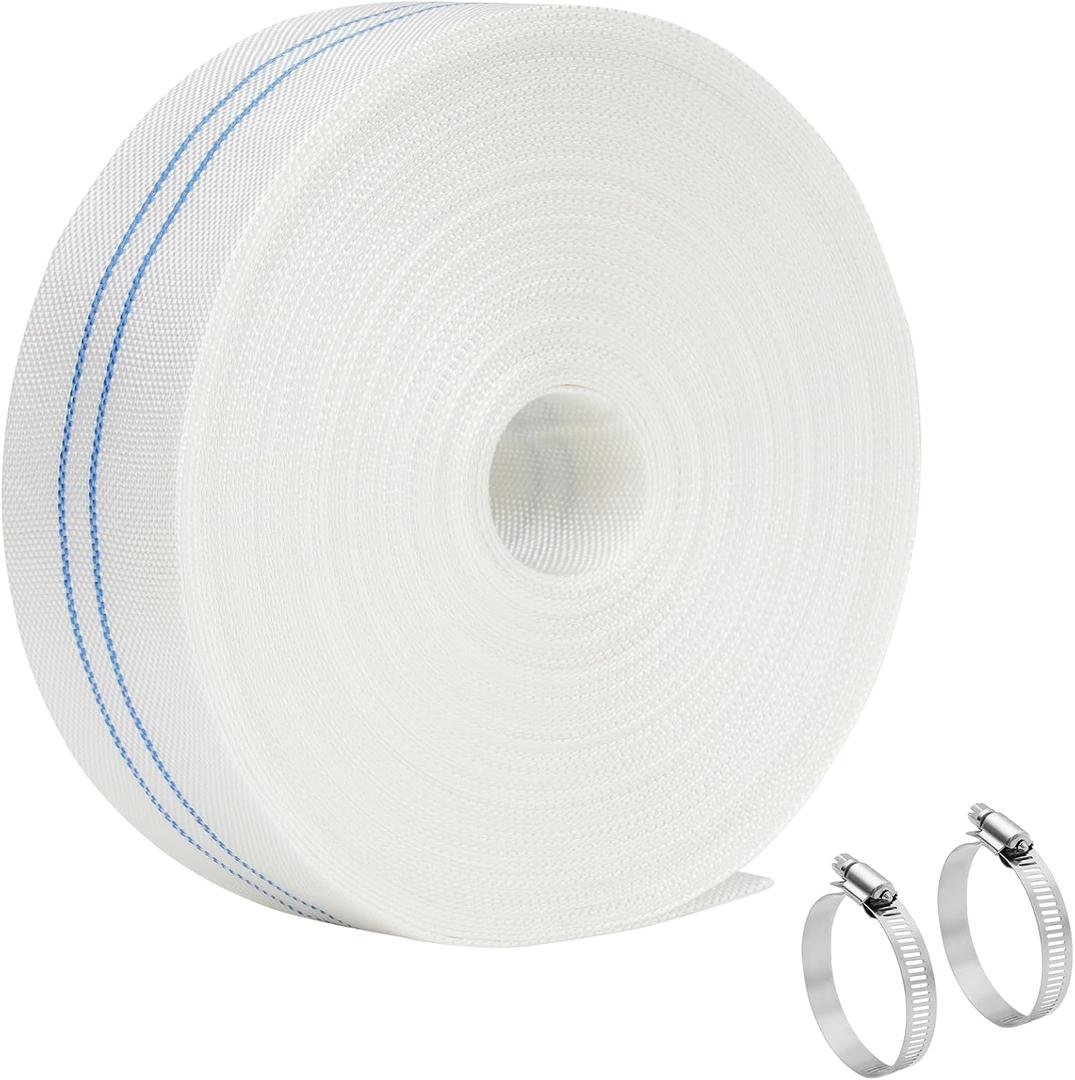 Pool Backwash Hose 1.5 IN 50 FT, Pool Sump Pump Hose for Drain Water Discharge and Transfer, Sump Filter, Reinforced PVC with 2 Clamps