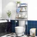 2-Tier Over The Toilet Storage, Over Toilet Bathroom Organizer, Freestanding Metal Bathroom Shelves, Over The Toilet Organizer with Hooks and Paper Holder, Space-Saving, Stainless Steel, Stainless steel two layers
