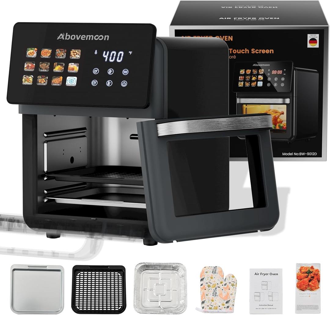 10L Large Xl Pro Air Fryer Oven With Grill Combo For Kitchen Countertop Use,12 in 1 Smart Convection Ovens,AirFryer With Glass View Window,Nonstick Basket,Fryer Liners,Removable Door-Black