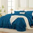 Andency Teal Twin Size Comforter Set, 2 Pieces Lightweight Fluffy Ruffle Bedding Set for Dorm, All Season Soft Farmhouse Shabby Chic Bed Set for Kids (66x90In)