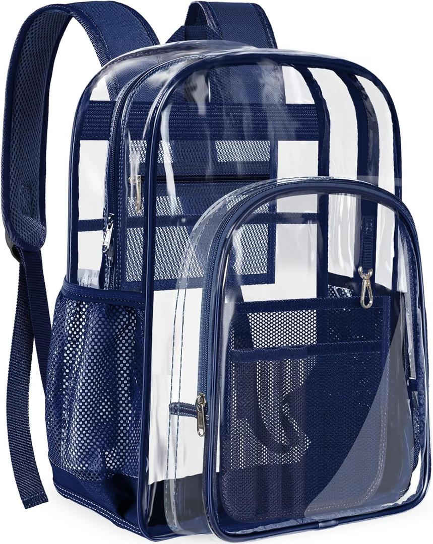 PAMANO Clear Backpack Transparent Heavy Duty School PVC Bookbag See Through Bag Boys and Girls for College Work Travel Security