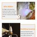 Tabletop Water Fountains Indoor Waterfall Fountain with Mist LED Light Feng Shui Wealth Desk Fountain with Backflow Incense Holder Zen Decor for Meditation (Crane)