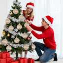 12 Pcs Boho Christmas Balls Ornament, 2.36 Inch Lace Burlap Farmhouse Jute Rope Hanging Balls, Burlap Neutral Rustic Decorations Balls for Home Xmas Tree Wreath Garland Wedding Home