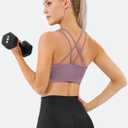 Women's Cross Back Sports Bra Padded Strappy Medium Support Yoga Bra for Workout Fitness 3 Pack (S)