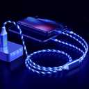 IHAO Multi Ports Charger Cable 3 Combinations in One Cable USB A to USB C/Micro USB PD Fast Charging Cord Lighted Up LED Flowing Compatible with Almost All Kinds of Electric Device-39Inches Blue