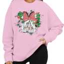 LUKYCILD Magic Kingdom Sweatshirts for Women Castle Oversized Sweatshirt Xmas Holiday Shirt Graphic Long Sleeve Pullover Tops (Pink, XL)