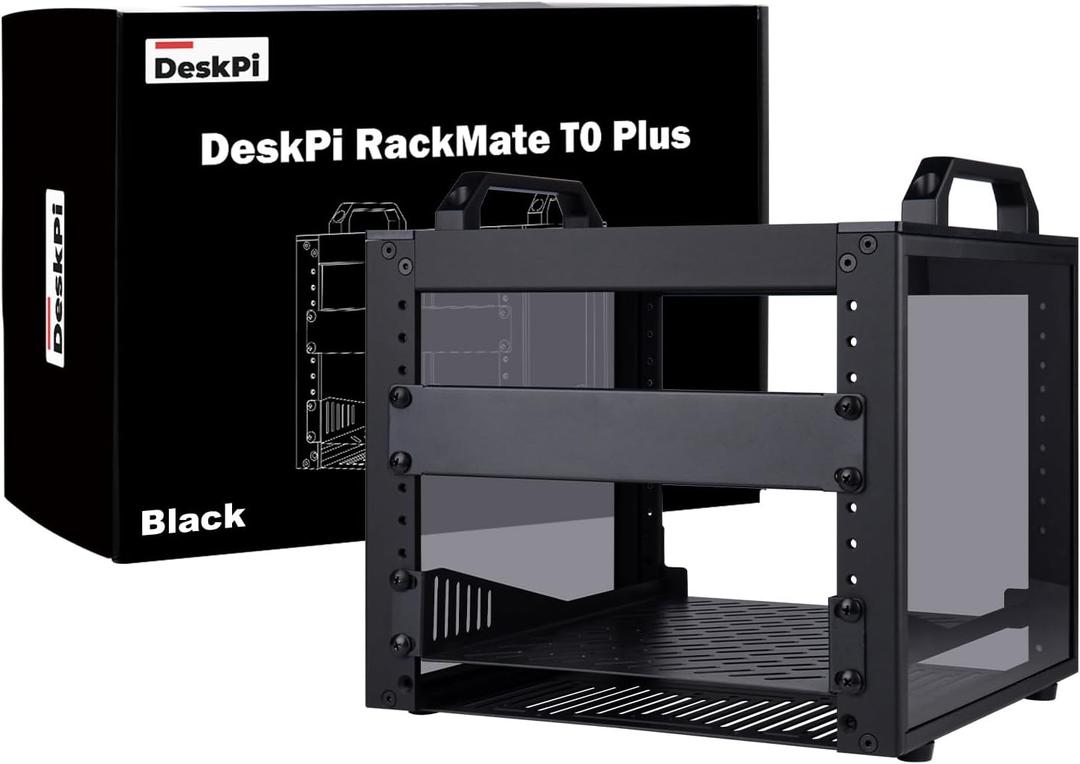 GeeekPi DeskPi RackMate T0 Plus, 10 inch 4U Mini Server Cabinet for for Servers, Network, A/V Equipment, 10.23 inch Depth (Black)
