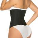YIANNA Waist Trainer for Women Latex Underbust Tummy Control Waist Cincher Corset Hourglass Body Shaper Zipper and Hooks (Black, M)