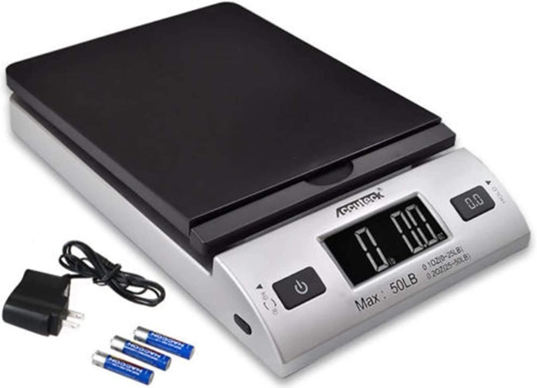 Accuteck 8250 High Accuracy Digital Shipping Scale and Postal Scale, 0.1oz Precision, 50Lb (Black silver)