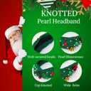 Christmas Headbands for Women Xmas Headband Knotted Pearl Hairband Holiday Costume Red Green Rhinestone Headpiece
