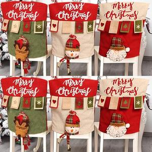 APXPF Christmas Chair Covers Set of 6 Christmas Chair Back Covers for Dining Room Cute Santa Chair Cover Party Chair Covers Christmas Decorations Green, 18"×21"