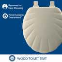 Mayfair Sculptured Shell Toilet Seat, Easy Clean Hinges with Durable Wood Seat, Made in USA, Round, Bone