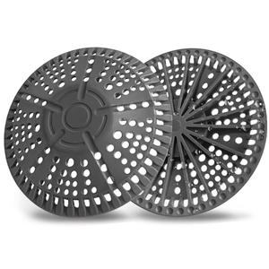 AWzzz Shower Drain Hair Catcher, 2 Pack 5.5in Shower Hair Catcher Large Premium Silicone Drain Protector Strainer, Shower Drain Cover for Shower Room, Floor Drain, Bathroom Sink, Dark Grey