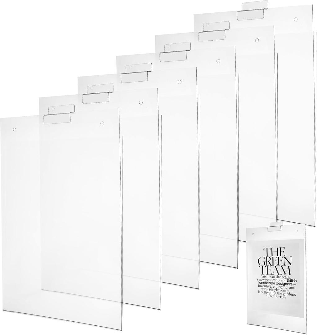 Kathfly Slatwall 6 Pack Wall Mount Sleeve 8.5 x 11 Acrylic Wall Sign Holder Mount Advertisement Frame Sign Holder Display for Office Slatwall Panels Advertisement Notice Supplies