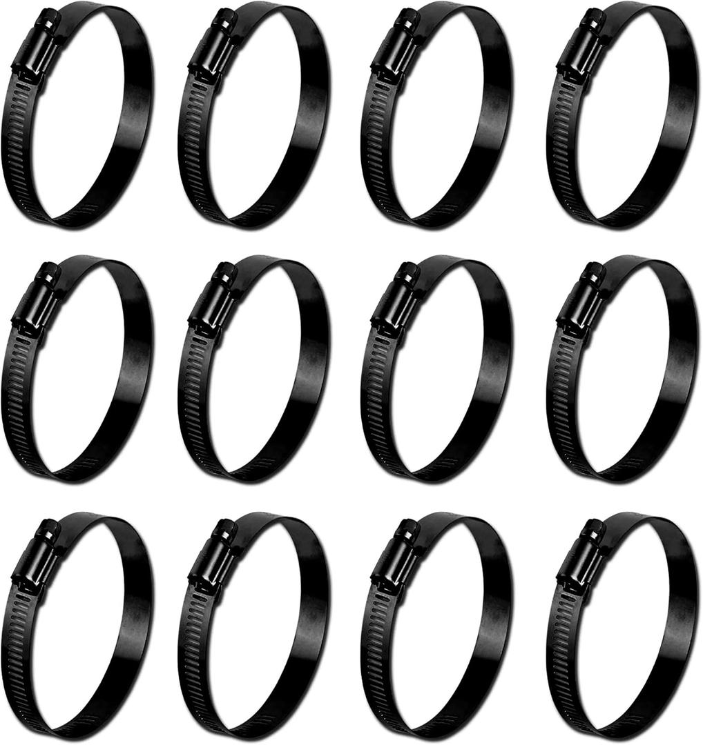 ISPINNER 12pcs 4 Inch Stainless Steel Adjustable 78-102mm Size Range Worm Gear Hose Clamp, Fuel Line Clamp for Plumbing, Automotive and Mechanical Application (Black)