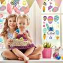 2 x 140 PCS Easter Window Clings - 9 Sheets Double-Sided Large Reusable Rabbit & Egg Stickers, Static Glass Decals for Home Office School Spring Easter Decor