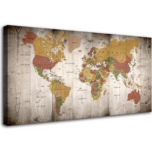 World Map Wall Art for Office Nautical Wall Decor Vintage World Map Poster Modern Framed Canvas Print Art - Map of The World Wall Art for Living Room Bedroom Home Decor New Year Gift 40" x 20"
