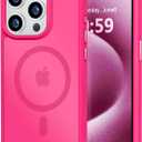MOCCA Strong Magnetic for iPhone 15 Pro Case, [Compatible with Magsafe][13FT Military Drop Protection] Slim Translucent Matte Shockproof Case for iPhone 15 Pro Phone Case 6.1'', Hot Pink