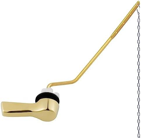 Hygie Rinse Toilet Tank Lever, Brushed Gold - Universal, Durable Metal, Includes Flapper Chain, Easy Installation, Replacement Kit for Toilet Handle