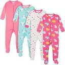 Gerber Baby Girls Baby-girls 4-pack Footed Pajamas, 18 M