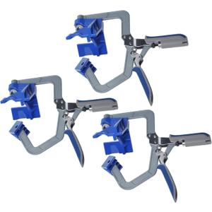 90 Degree Corner Clamp, Right Angle Corner Clamps Tools T Joints Multifunction Adjustable Woodworking Corner Jig Fixed Pouch Installer, 3 Pack Locking Clamp