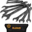 ELEAD 9-Piece Super-Thin Open End Wrench Set, SAE 1/4"-1-1/16", CR-V Nickel Plated, 3 mm Thickness Ultra-Slim Wrench Set for Tight Spaces, Durable Roll-Up Pouch for Mechanics