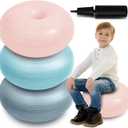 Lewtemi Flexible Seating for Classroom 20 Inch Inflatable Yoga Ball Chair Large Donut Exercise Ball Chair Cushion Seat with Inflator for Kid Student Sensory Balance Home Office, 20 x 20 x 8.8"