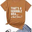 Fafaget Women's Funny Letter Print T-Shirt Graphic Tee for Casual Daily Wear Khaki Size M