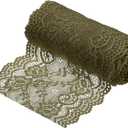 MECCANIXITY 6 Inch Wide 5 Yard Lace Ribbon Floral Pattern Army Green Lace Trim Ribbon for Sewing Making, and DIY Crafts, Gift Wrapping, Bouquets, Wedding Decor