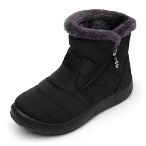 Cheval Winter Snow Zip Up Boots for Women, Fur Lined Warm Ankle Booties, Outdoor Anti-slip Waterproof Comfortable Short Boot, Botas De Invierno Para Mujert 41cm