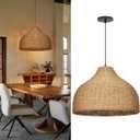 Arturesthome 19.56" Boho Chandelier Light Fixture for Kitchen,Woven Farmhouse Chandelier Ceiling Hanging Light for Living Room,Bedroom,Foyer