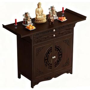 Meditation Altar Table - Buddhist Pooja Shrine Altar Table Shrine Ancestral Ancestor Chinese for Altar Pooja Tables High Altars with Storage,Walnut/47.2IN, 47.2 x 15.7 x 39.3 inches